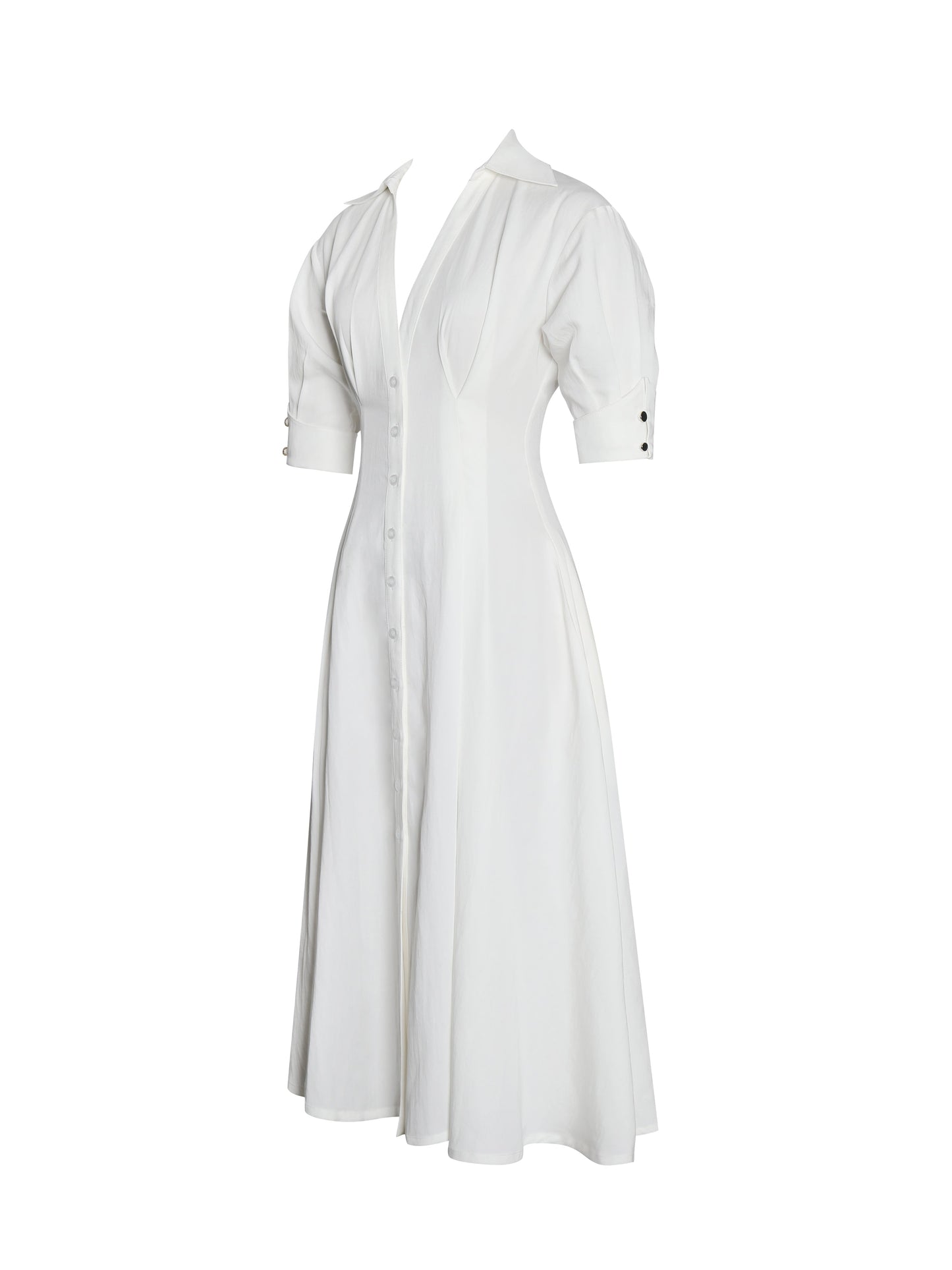 Palina Lyocell Pleated Midi Preppy Shirt Dress