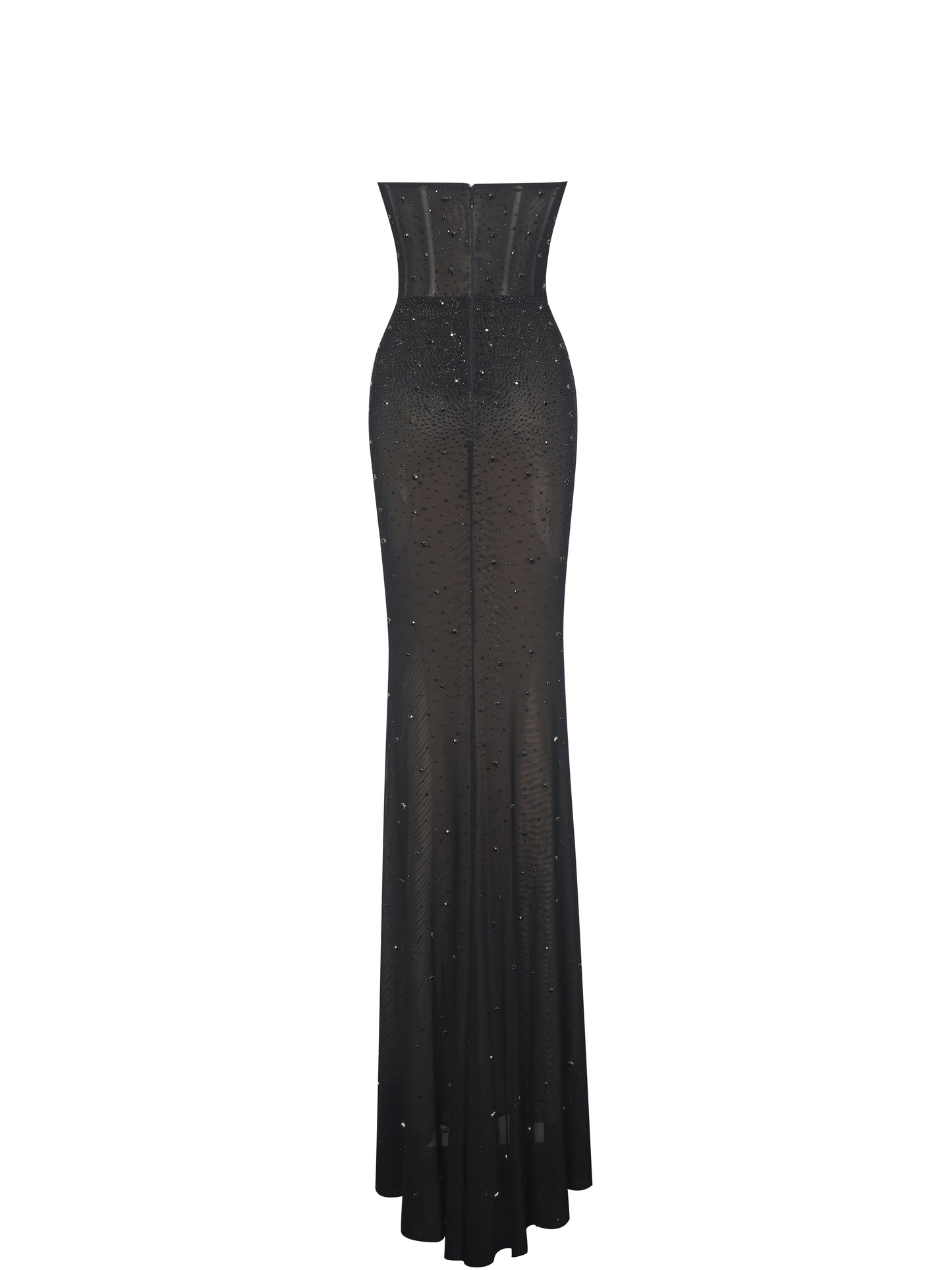 Fatima Black Crystal Sleeveless Corset Mermaid Maxi Dress