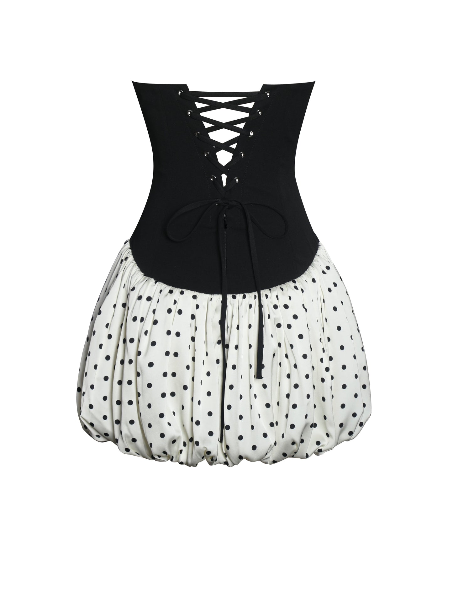 Dahliana Polka Dot Bubble Hem Corset Mini Dress