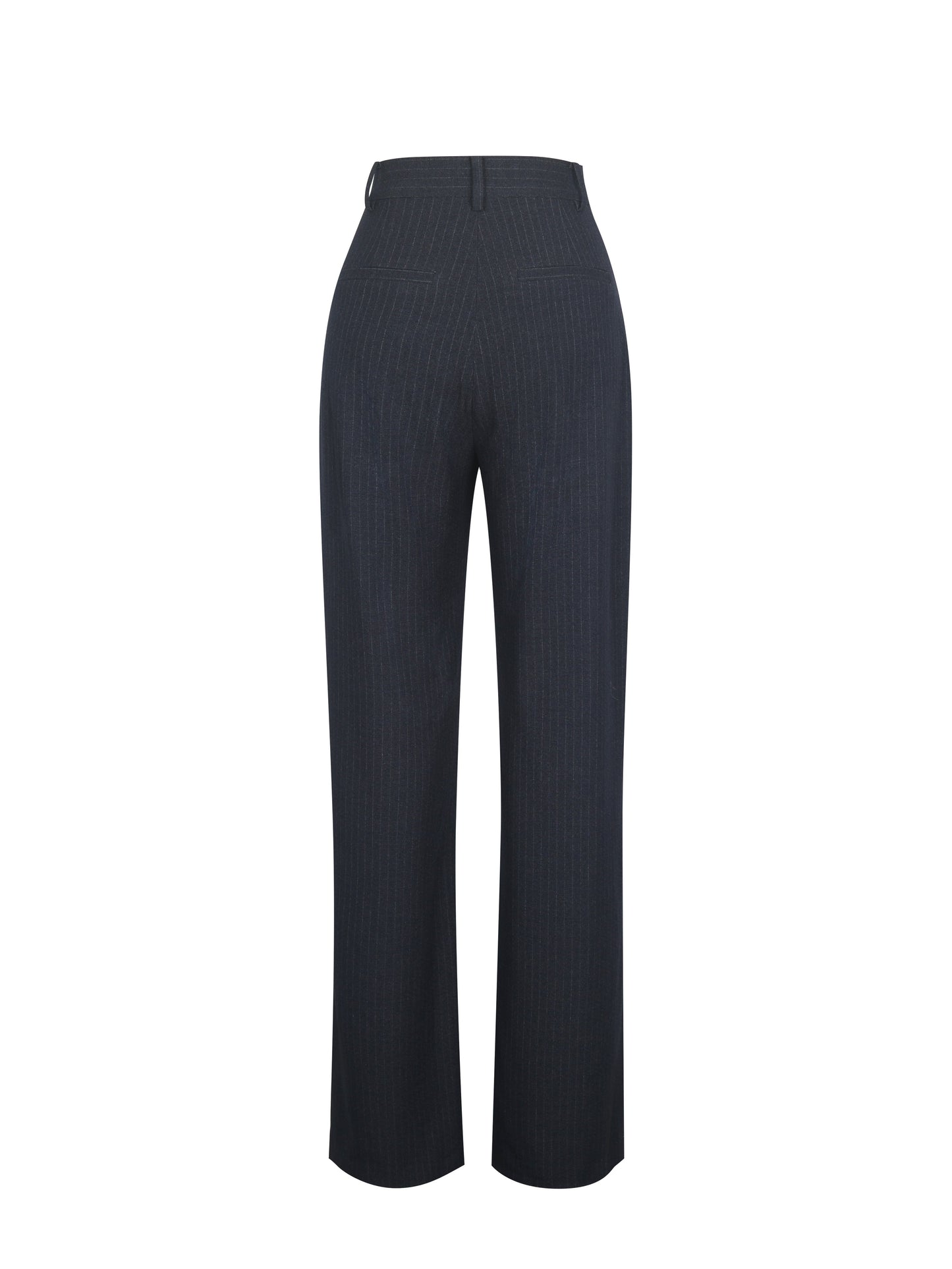 Quinnie Navy Striped High-Waisted Straight Leg Pants