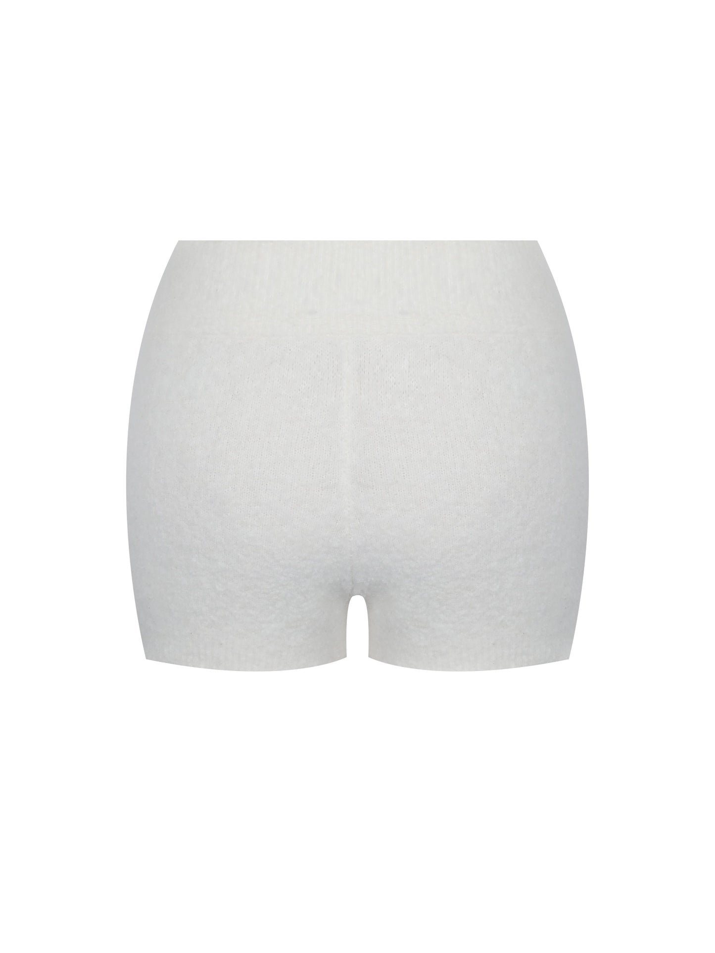Sera White Wool-Blend Ribbed Knit Mini Shorts
