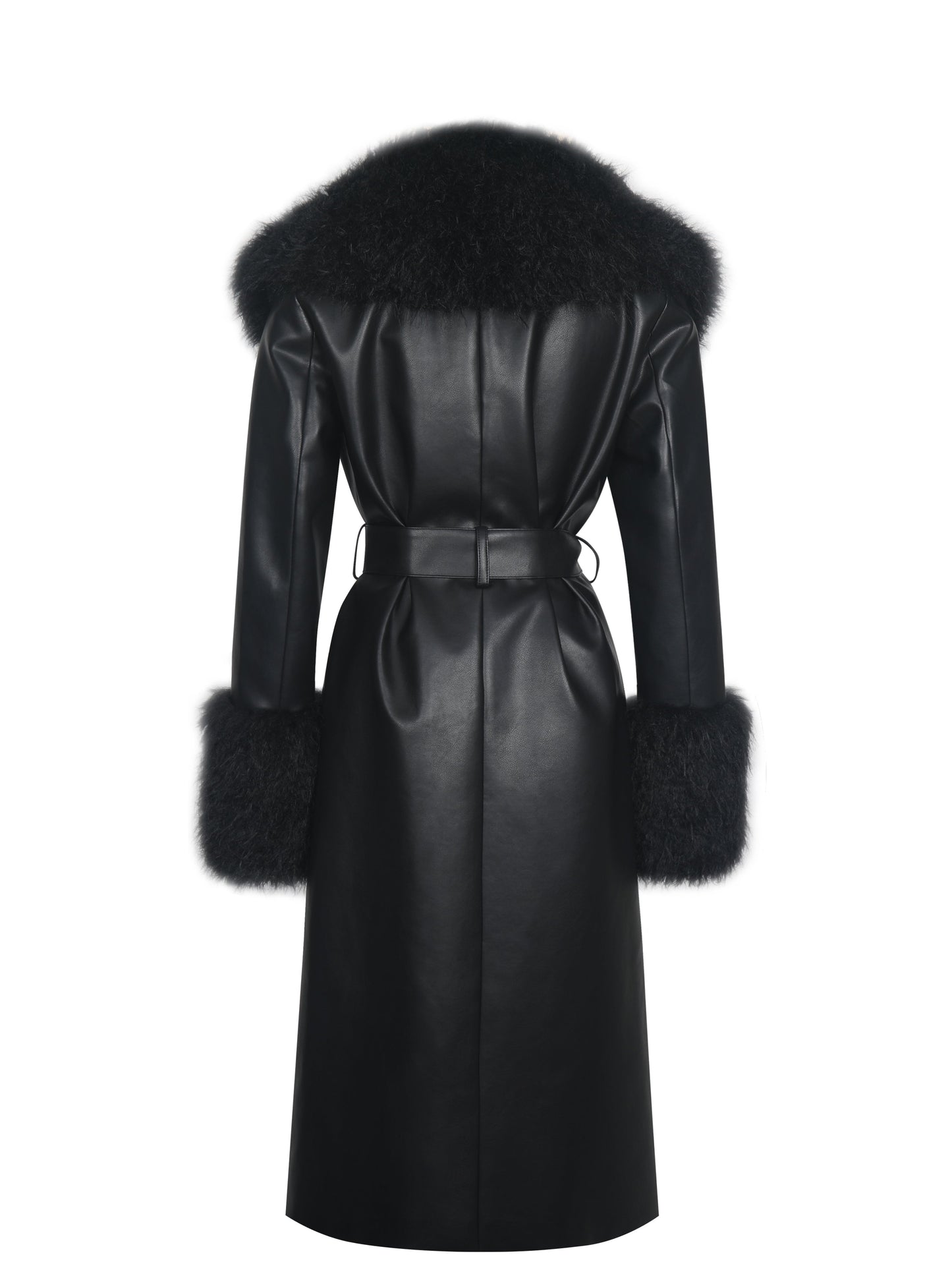 Zariah Black Faux Fur Trimmed Longline Coat