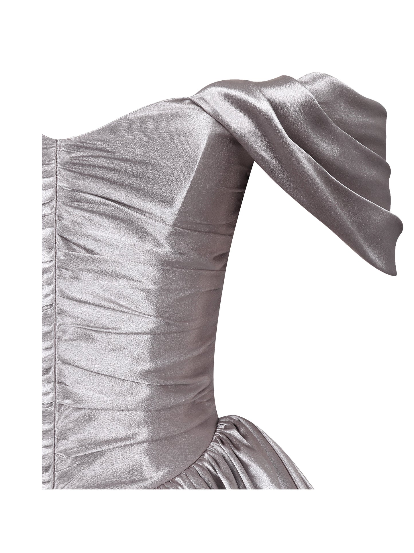 Milena Champagne Ruched Asymmetrical Bubble Mini Dress