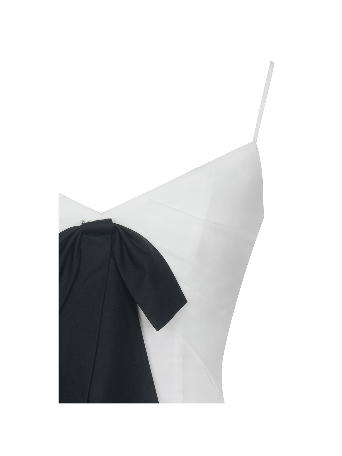 Corinne White Poplin Flared Midi Dress with Removable Bow
