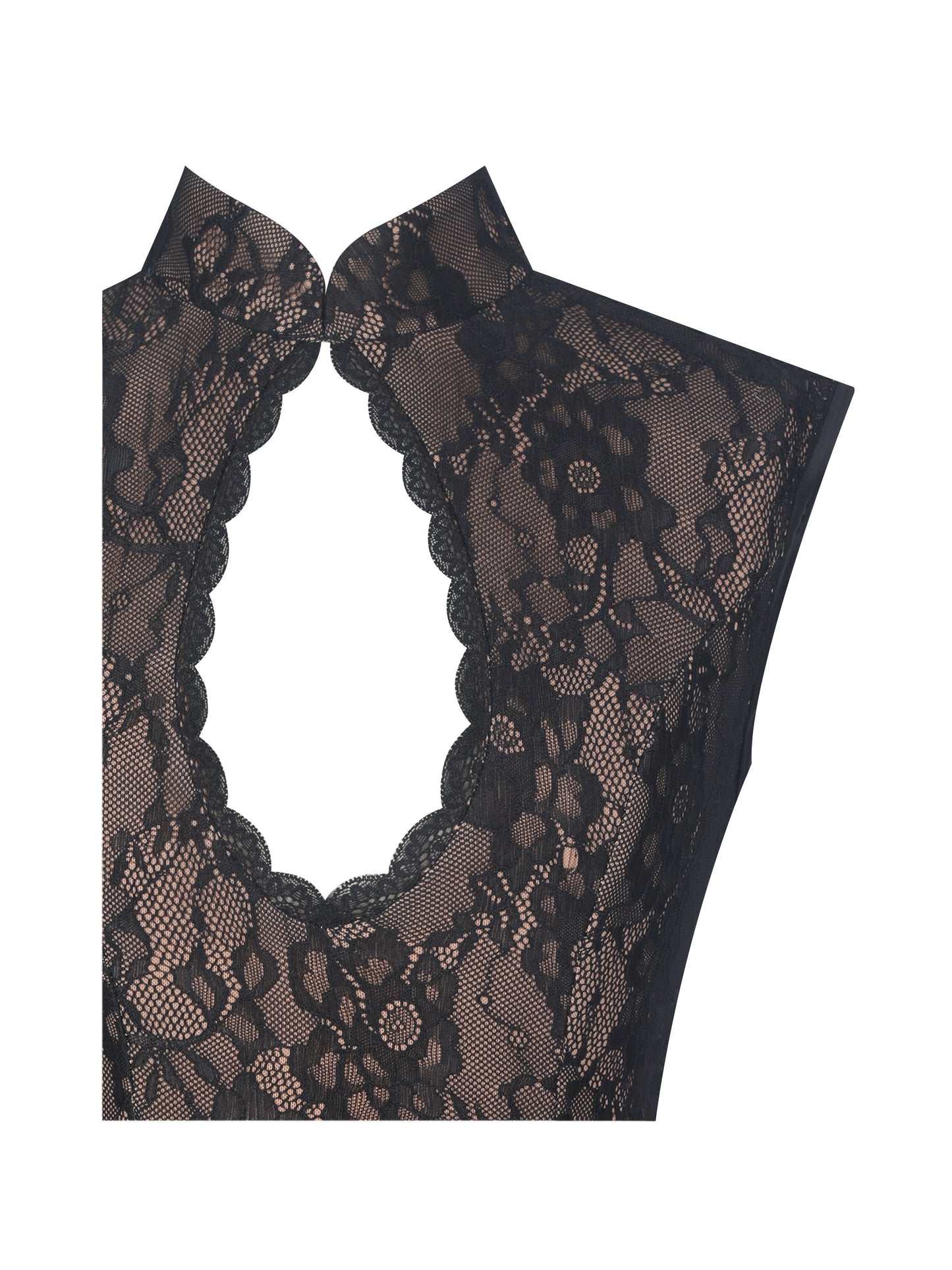 Valerie Black Lace Teardrop Neckline Ruched Mini Dress