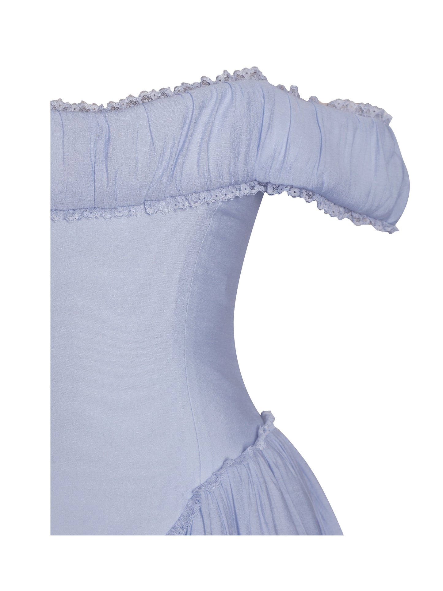 Xavy Baby Blue Off Shoulder Corset Midi Dress