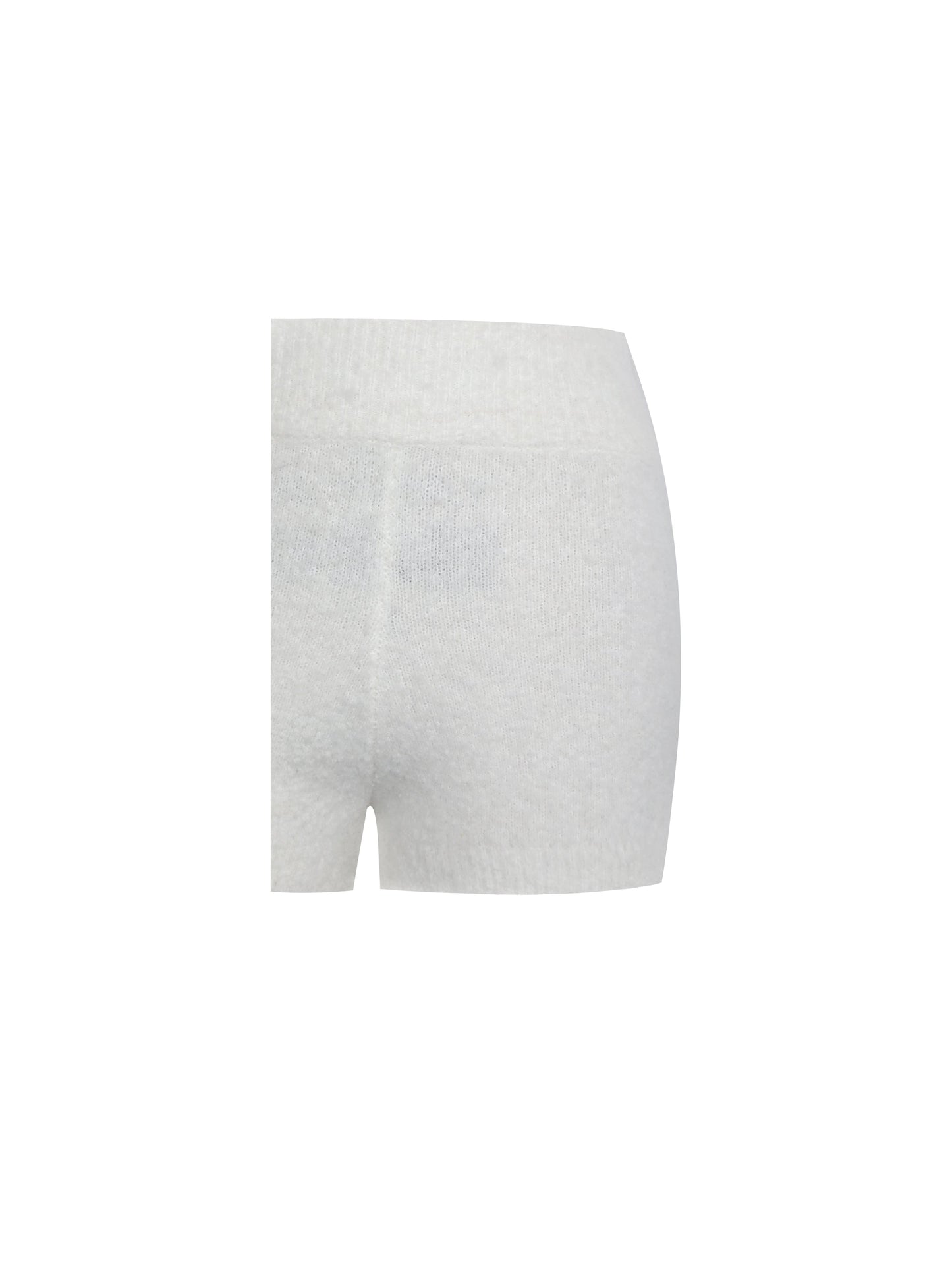 Sera White Wool-Blend Ribbed Knit Mini Shorts