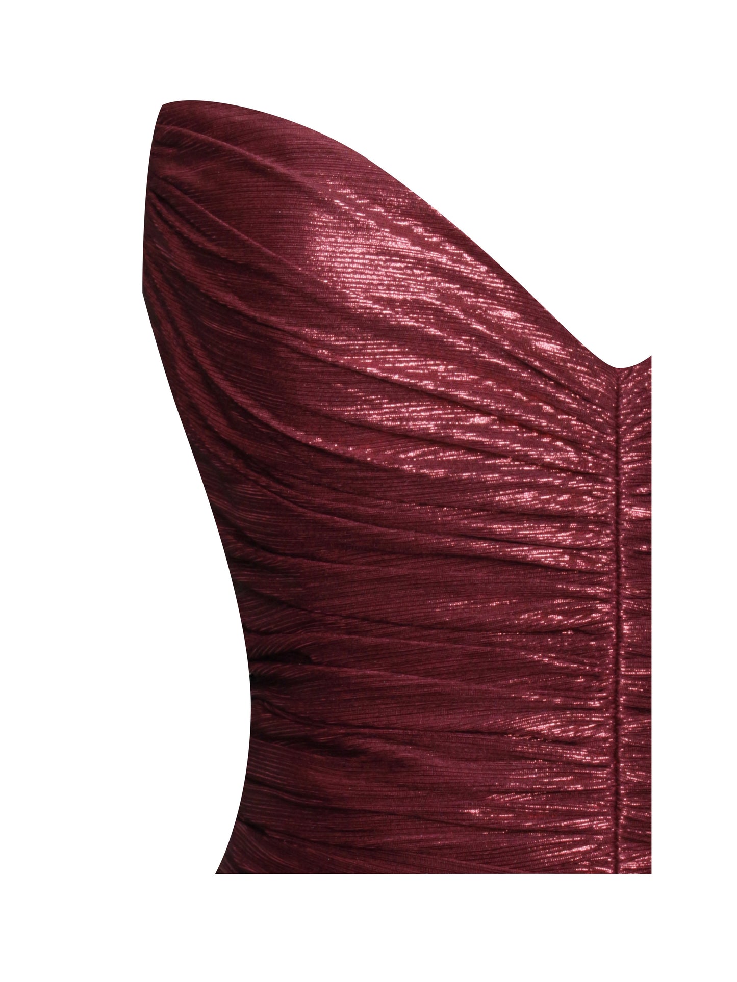 Sable Ruched Burgundy Glitter Mermaid Gown