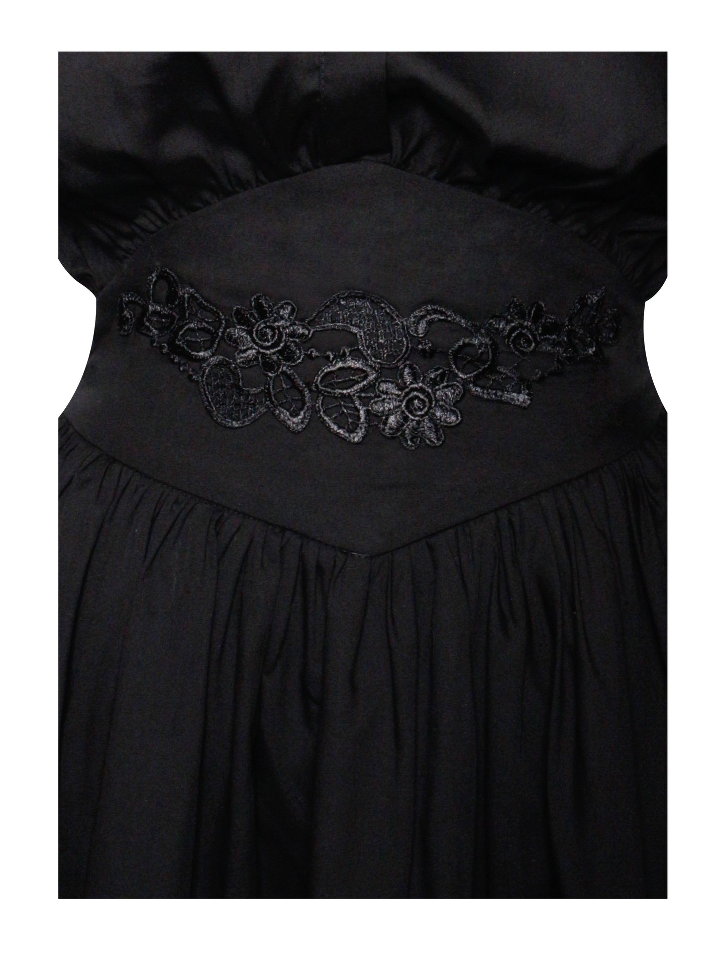 Jamila Black Shirt Mini Dress with Embroidered Waist Detail