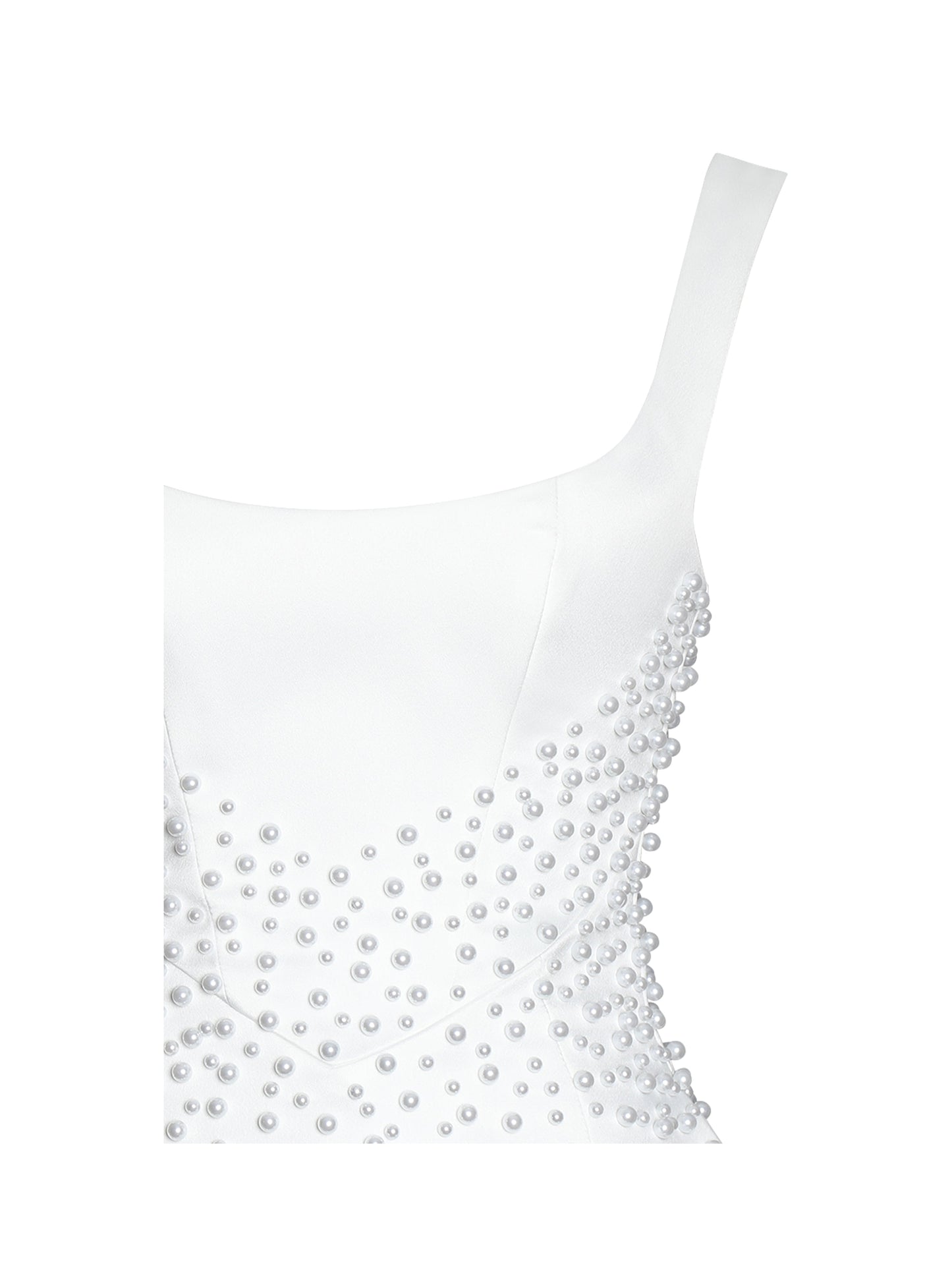 Tais Pearl Beaded Cocoon Shape Sleeveless Mini Dress
