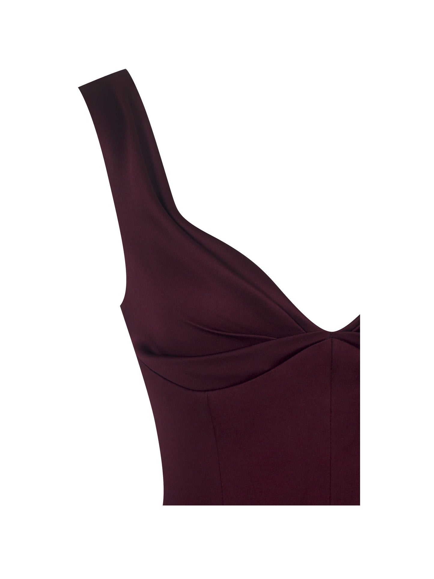Omella Burgundy Ruched Bust Sweetheart Flared Midi Dress