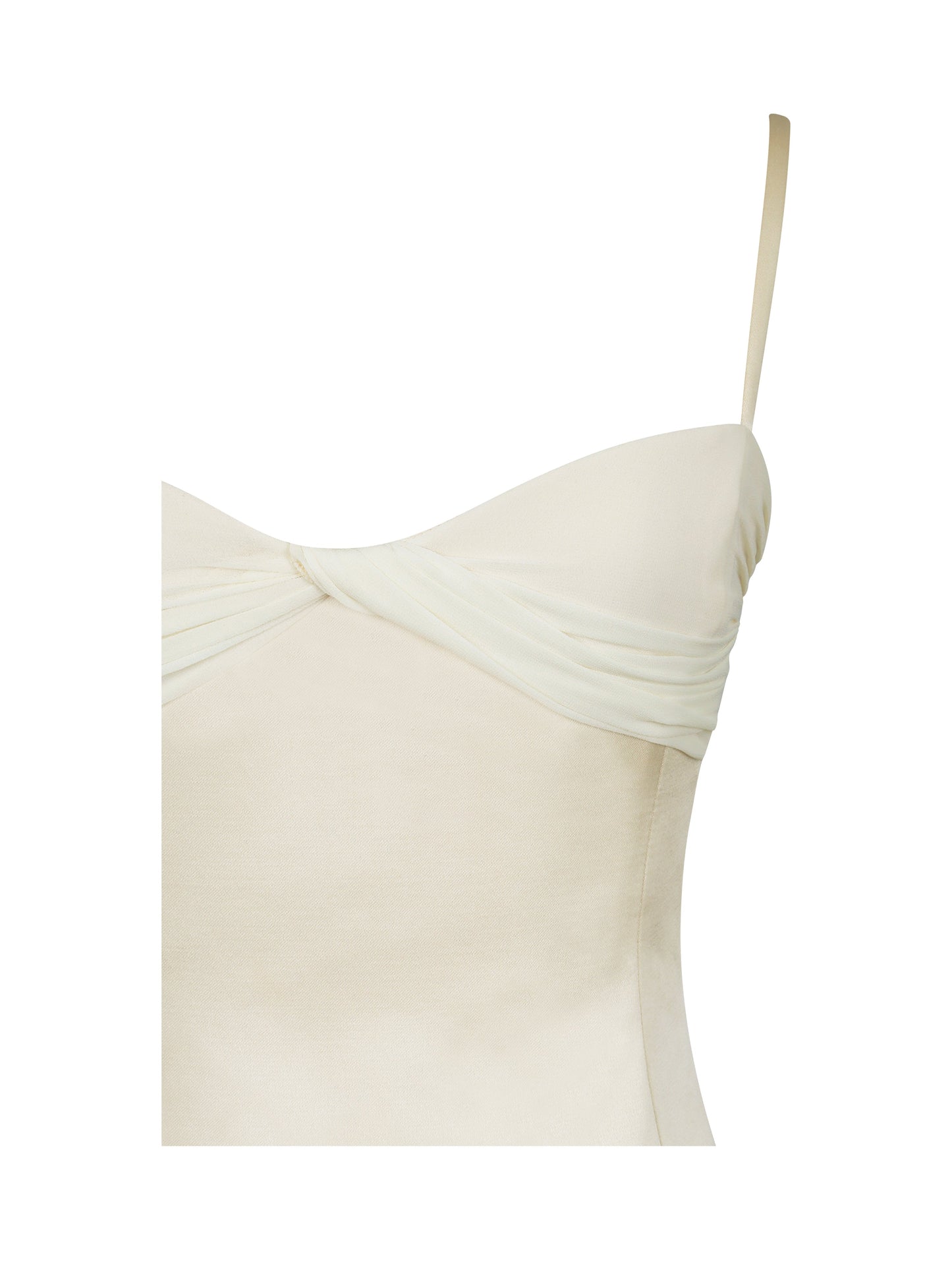 Gracie Butter Yellow Ruched Satin Midi Dress