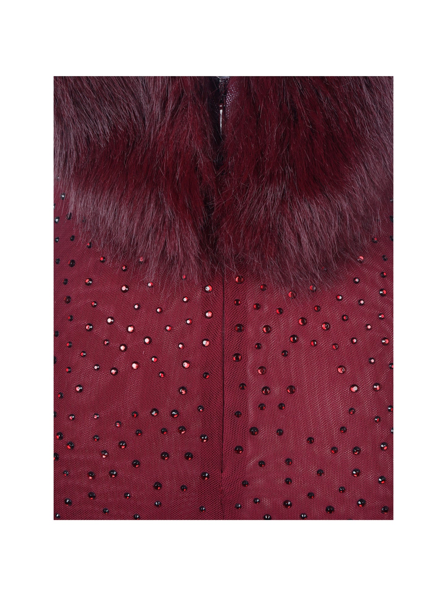 Mellie Burgundy Regular-Length Rhinestone Mesh Low Back Mermaid Gown