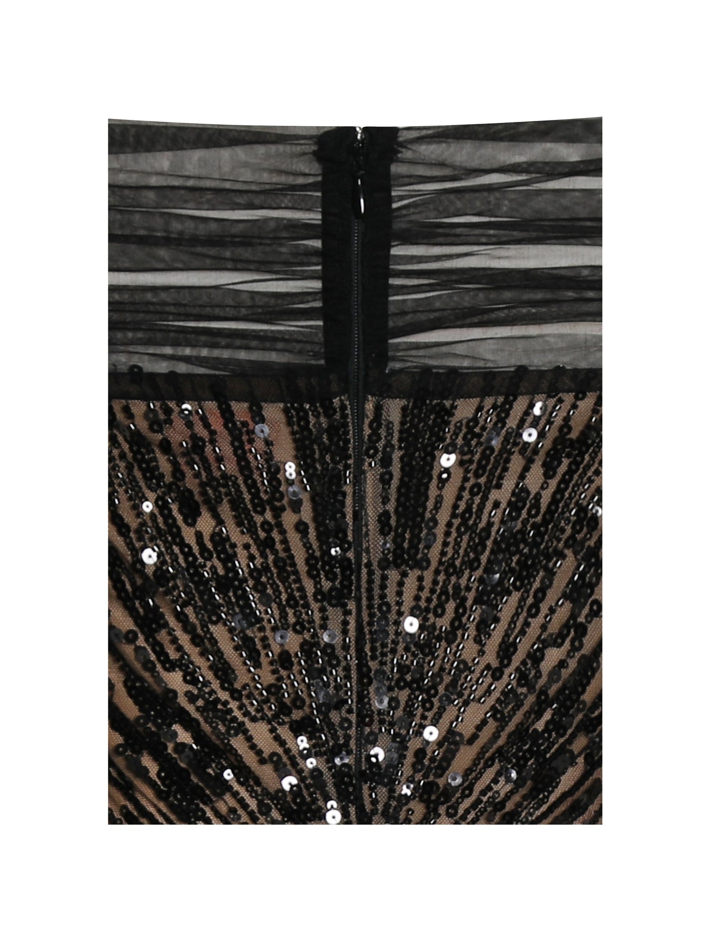 Qeturah Embroidered Sequin Off Shoulder Mesh Gown