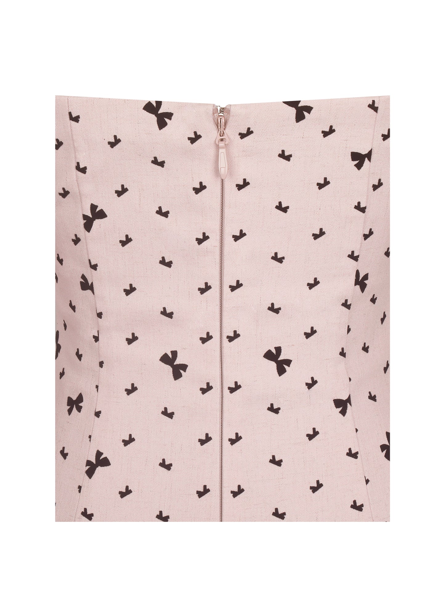 Perla Baby Pink Ruched Bust Velvet-Embossed Bow Mini Dress