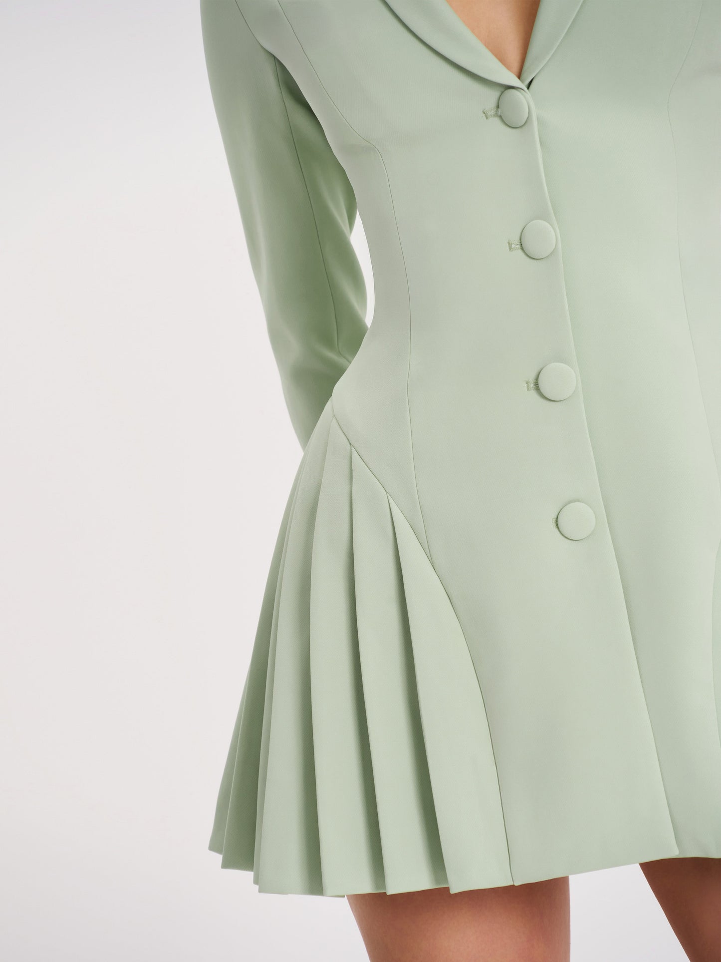 Delia Pistachio Green Blazer Dress with Pleated Detail