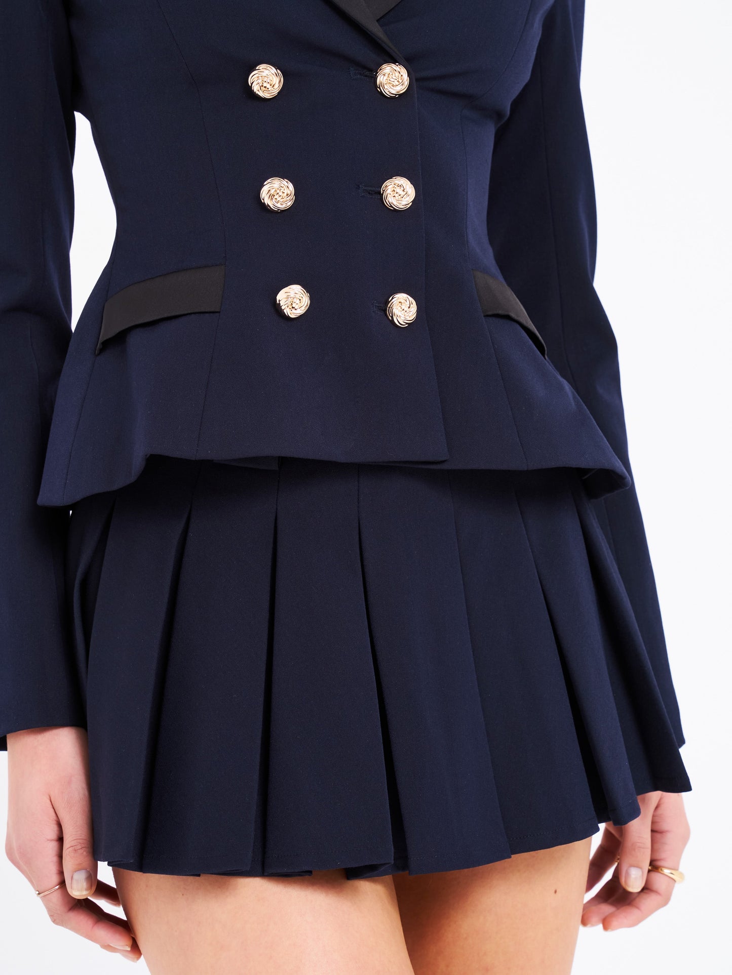 Nasya Navy Blue Pleated Mini Skort