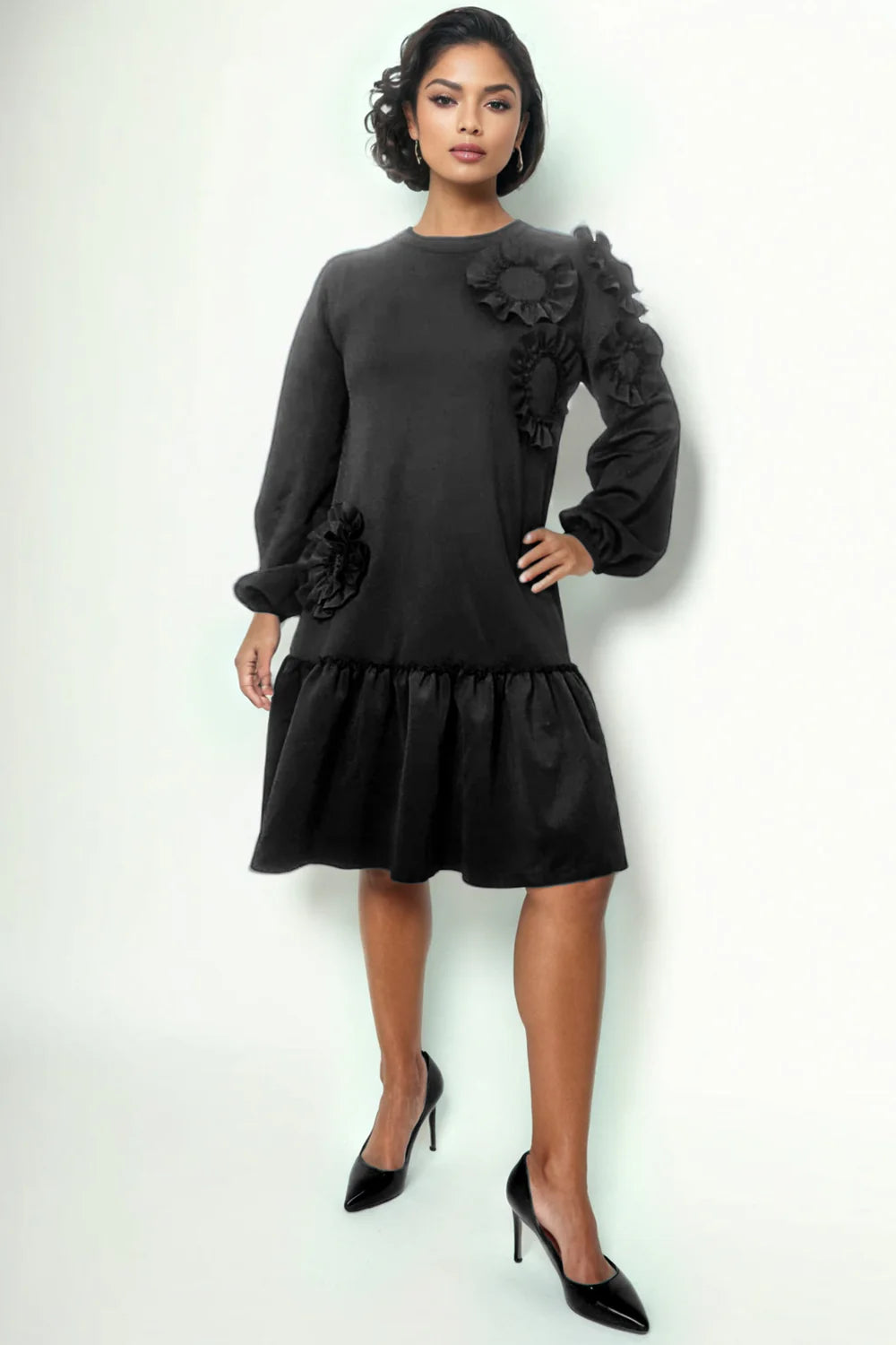 X7784 RUFFLE FLOWER DRESS